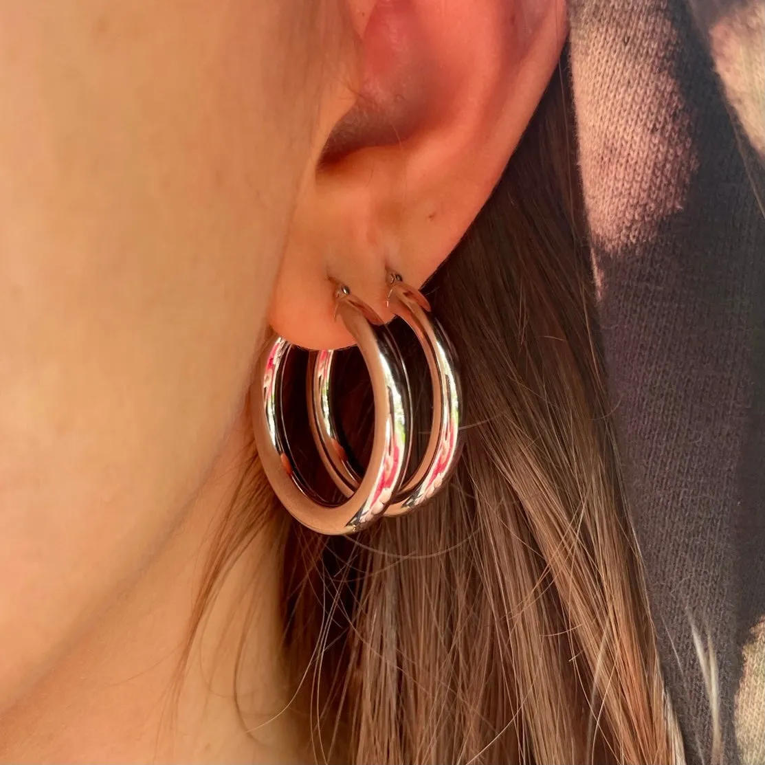 1" Wide Hoop Earrings