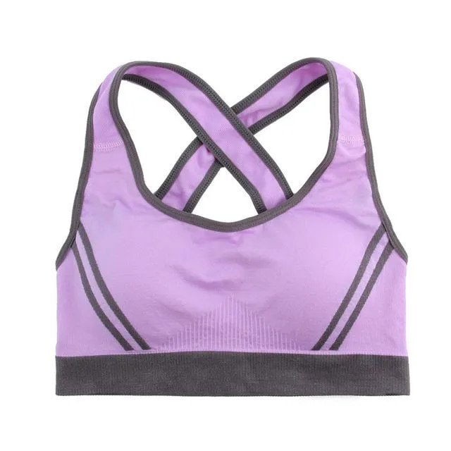 2 Color Contrast Stretchable Push Up Sports Bra