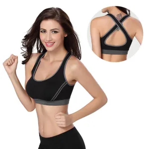 2 Color Contrast Stretchable Push Up Sports Bra