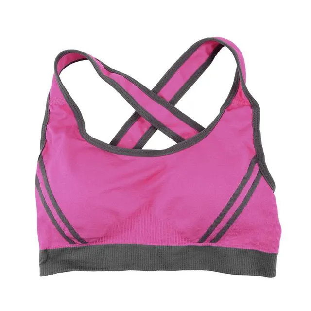 2 Color Contrast Stretchable Push Up Sports Bra