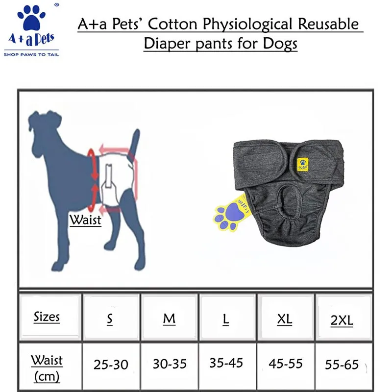 A a Pets’ Cotton Reusable, Washable Diaper for Dogs - Green & Navy  (Set Of 2)