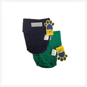 A a Pets’ Cotton Reusable, Washable Diaper for Dogs - Green & Navy  (Set Of 2)