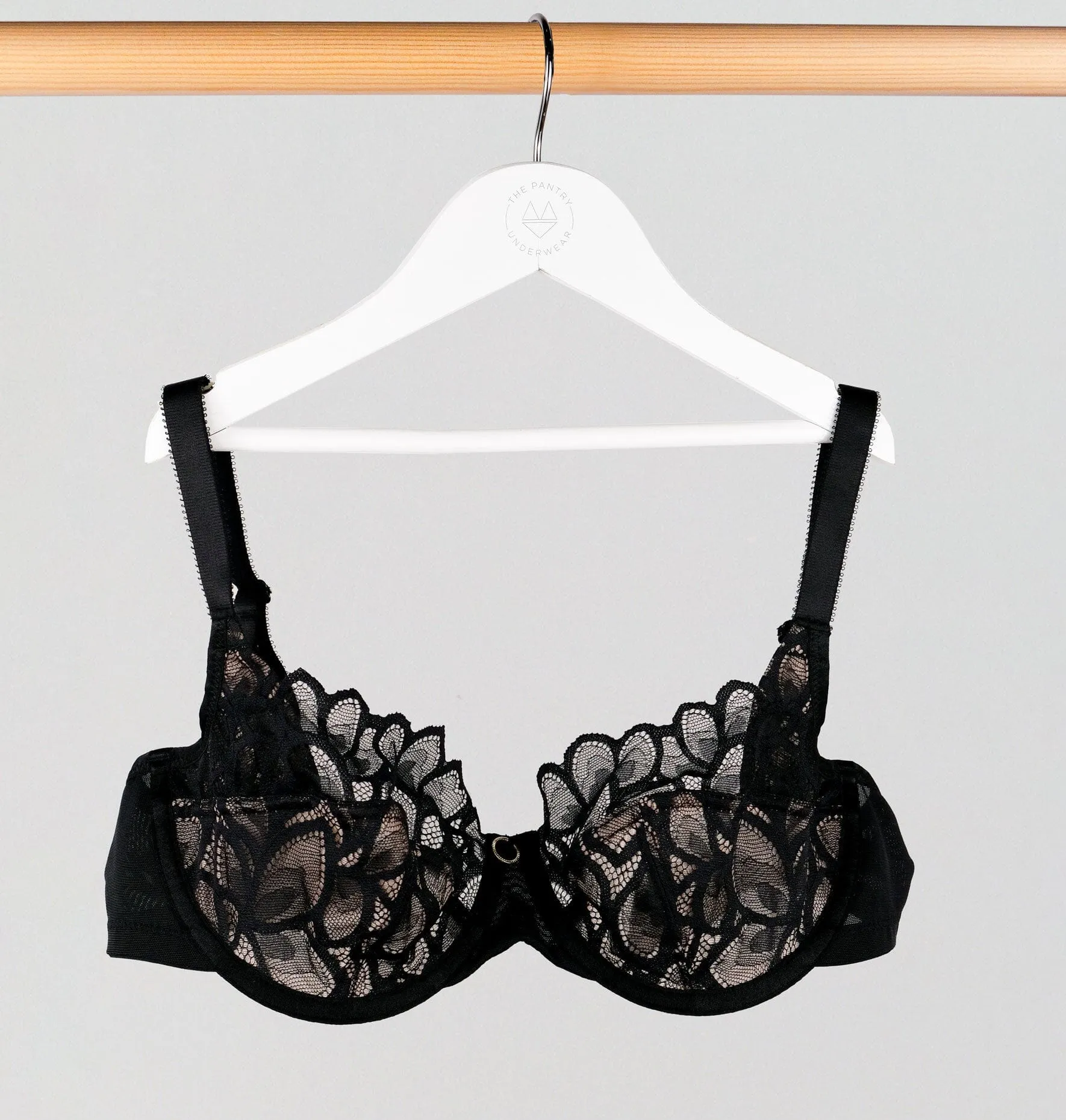 Abstract petal lace balconette [Black]