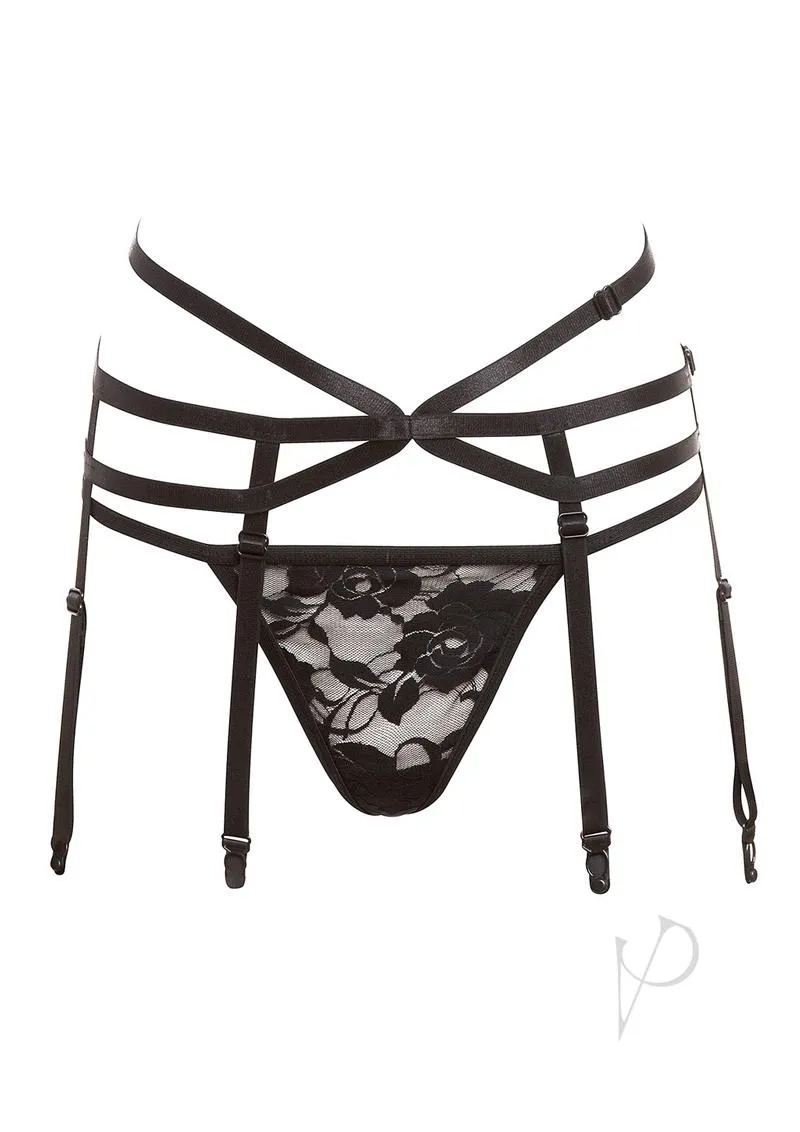 Barely B Strappy Garter and Panty Black