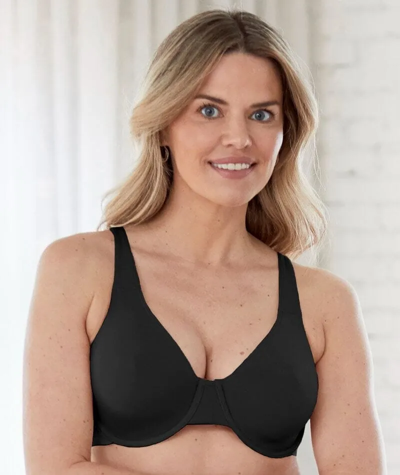 Bestform Unlined Cotton Stretch T-Shirt Bra with Underwire 2 Pack - Black