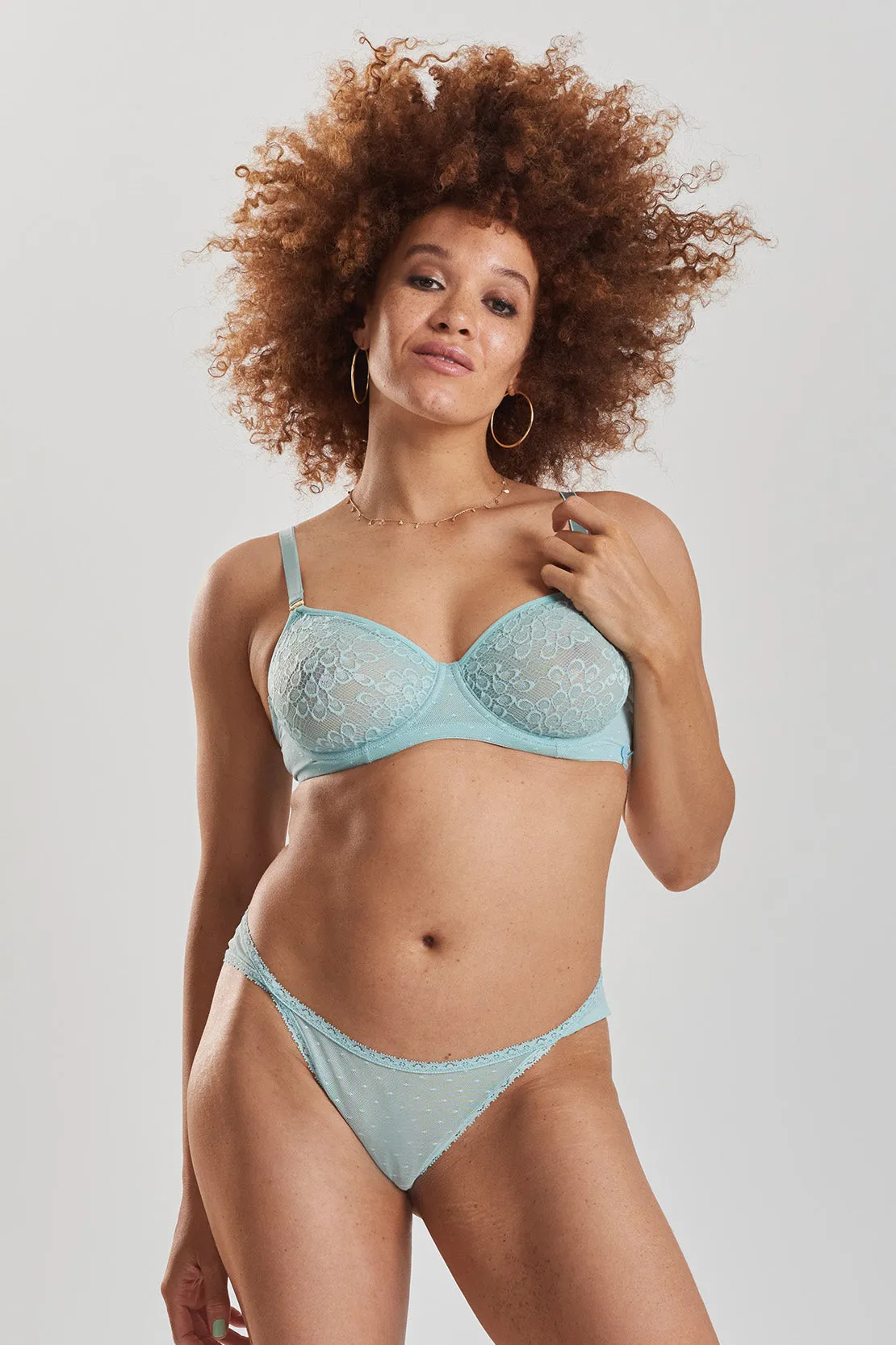 Betula recycled-tulle underwired balconette bra - Fjordland Green