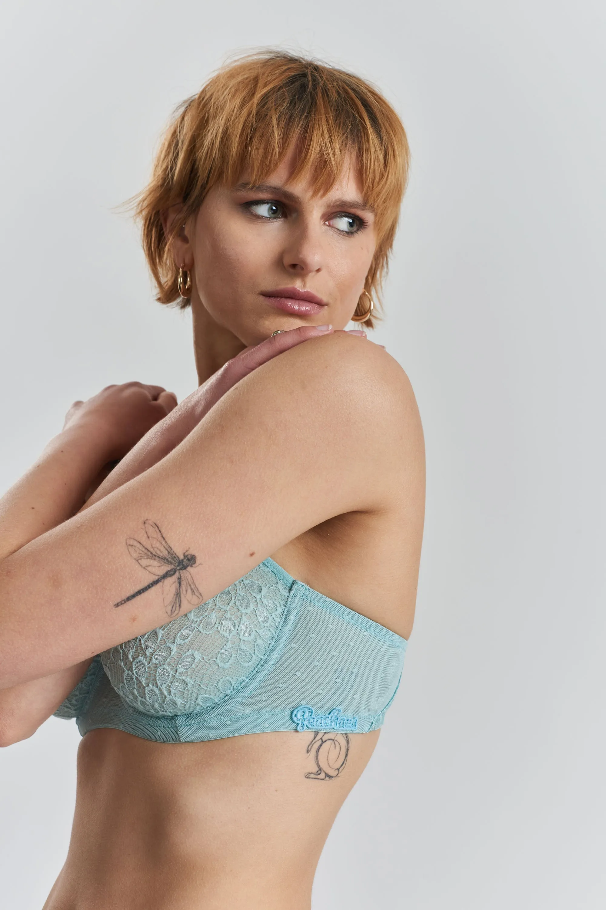 Betula recycled-tulle underwired balconette bra - Fjordland Green