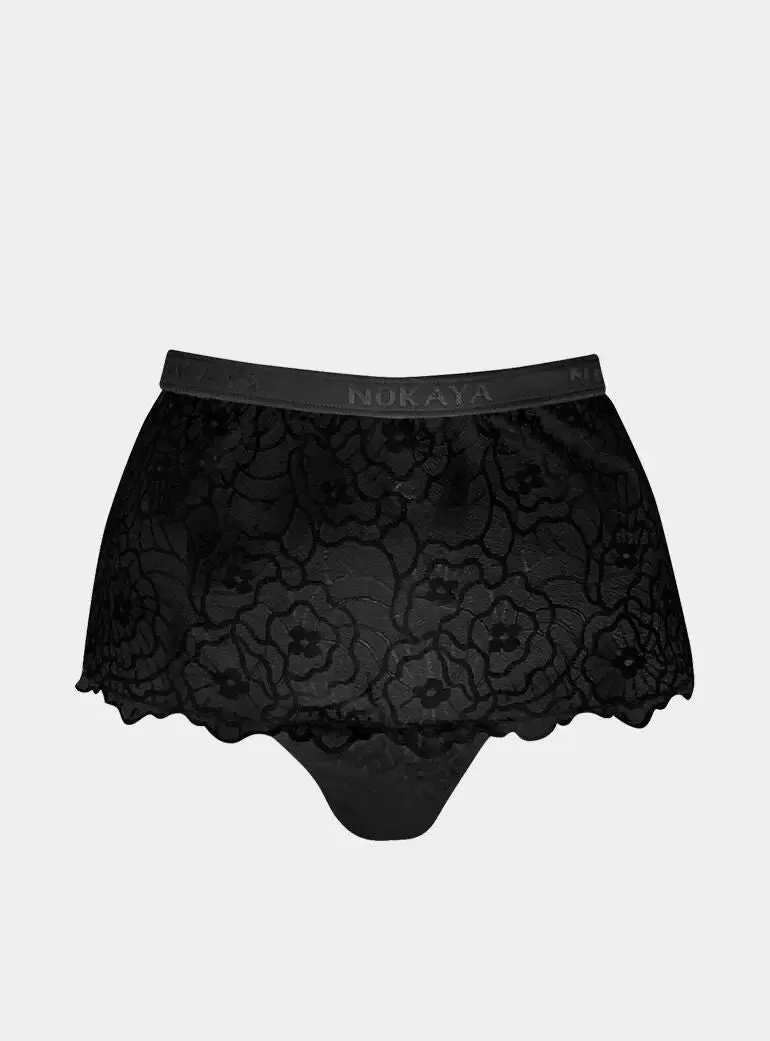 Black Born in Ukraine High Waist Lace Briefs