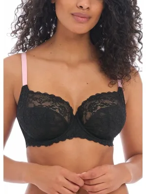 Black Offbeat Side Support Bra