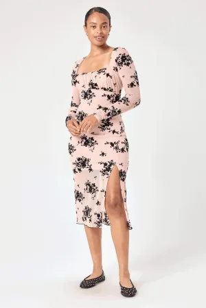 Blush Floral Long Sleeve Mesh Dress