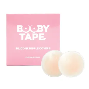 Booby Tape Silicone Nipple Covers, Reusable Adhesive Breast Petals, Nude, 7.5 cm each, 1 Pair