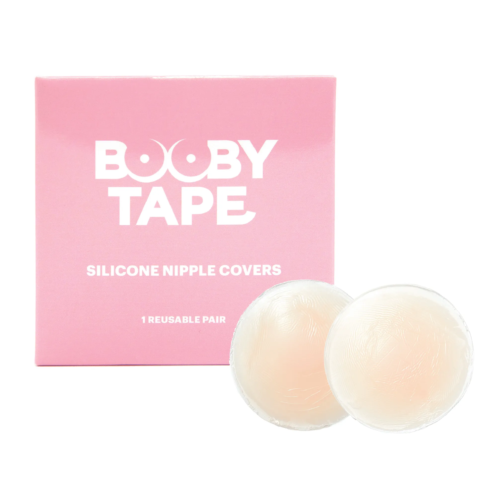 Booby Tape Silicone Nipple Covers, Reusable Adhesive Breast Petals, Nude, 7.5 cm each, 1 Pair