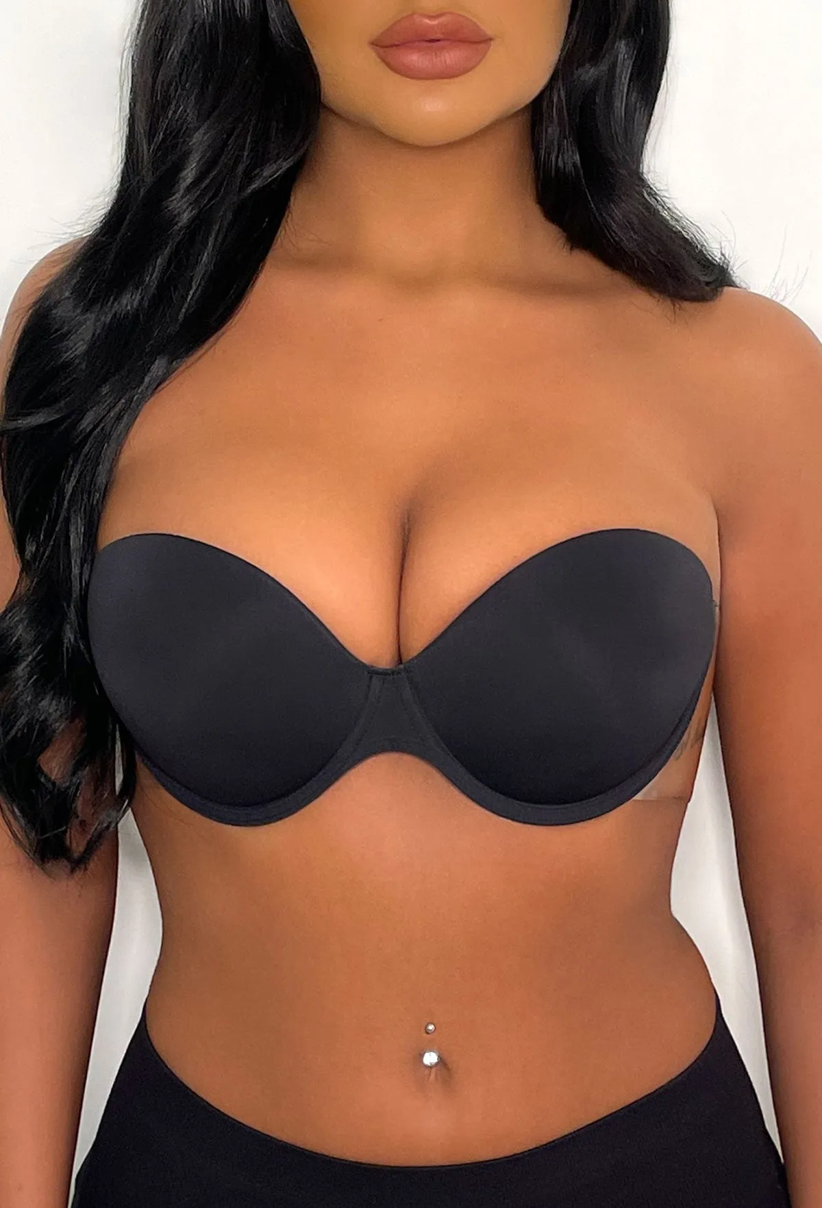 Boost Black Winged Stick On Strapless Backless Push Up Bra