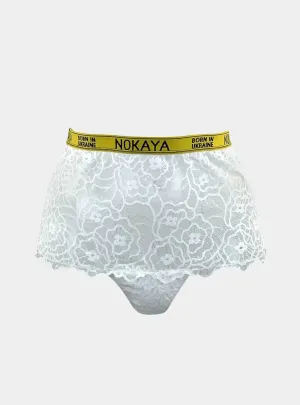 Born in Ukraine High Waist Lace Briefs White