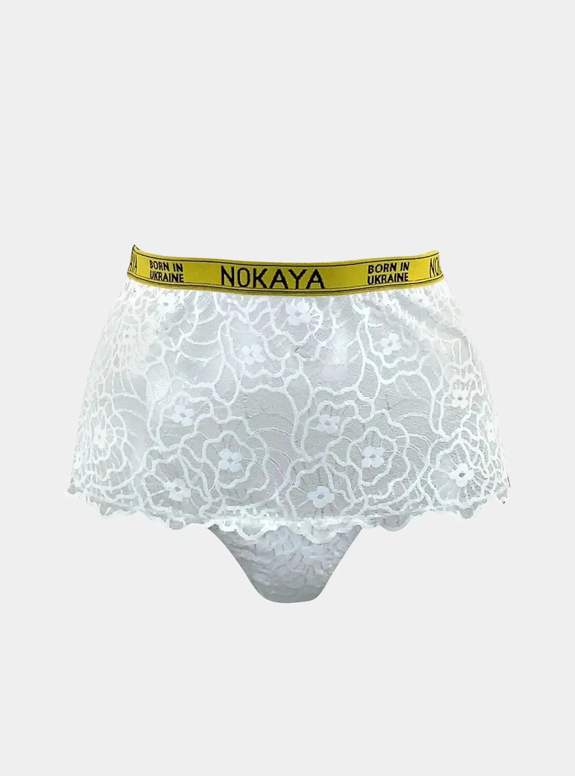 Born in Ukraine High Waist Lace Briefs White