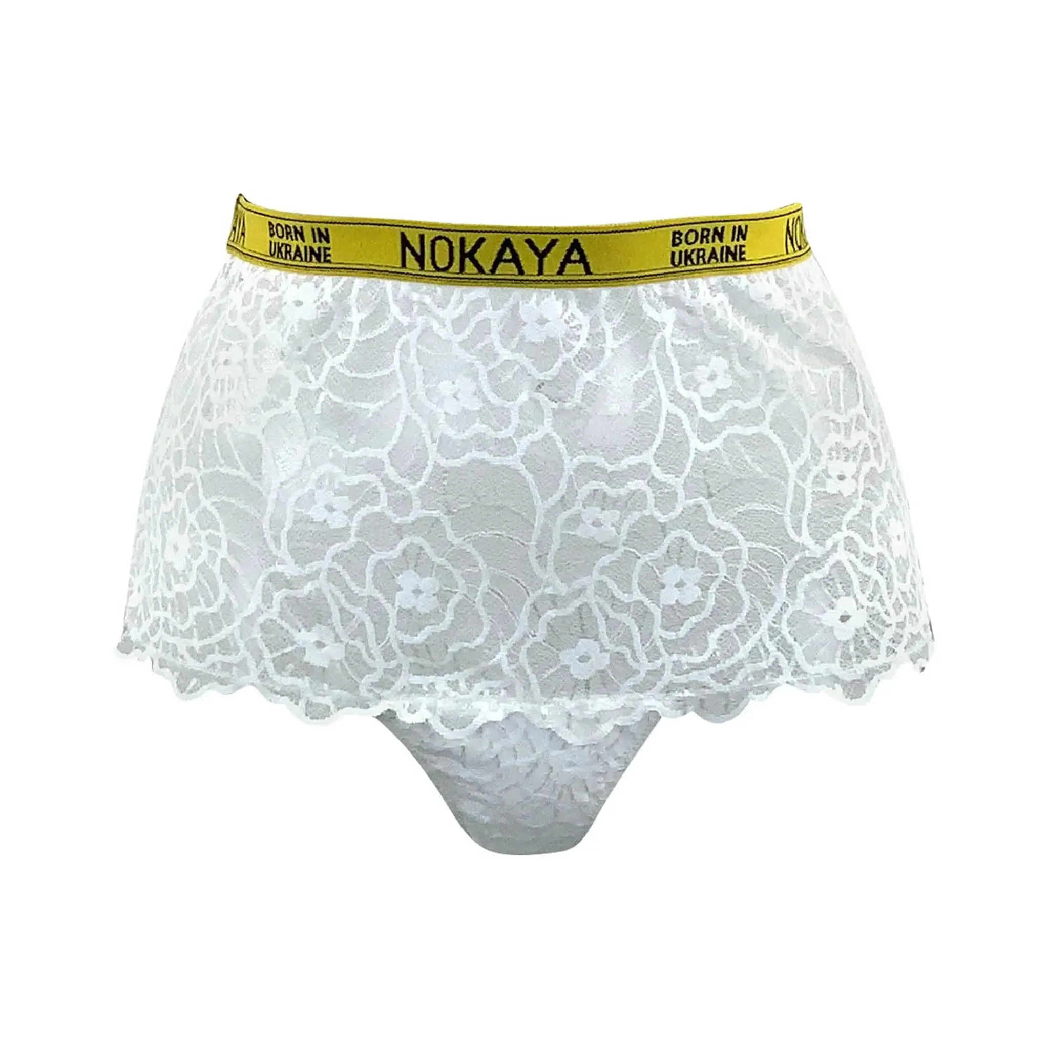 Born in Ukraine High Waist Lace Briefs White