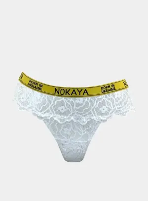 Born in Ukraine  Lace Thong White