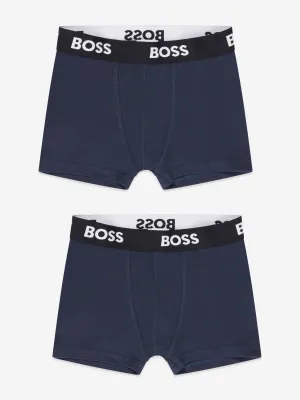 BOSS Boys 2 Pack Boxer Shorts Set in Navy