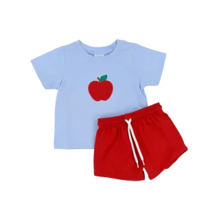 Boys Apple Applique Short Set