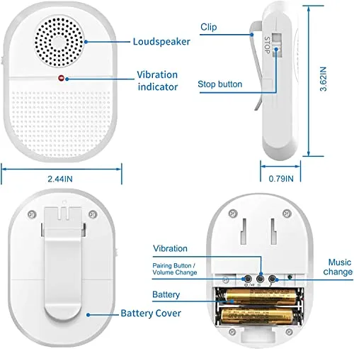 CallToU Wireless Caregiver Pager Wireless Call Button Emergency Alert System Call Button for Elderly for Home/Elderly/Patients/Disabled … (CCPT 4-2)