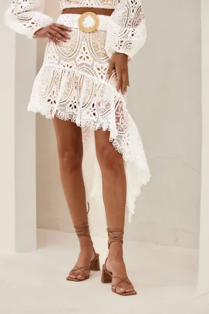 Cecilia Eyelet Ruffle Midi Skirt