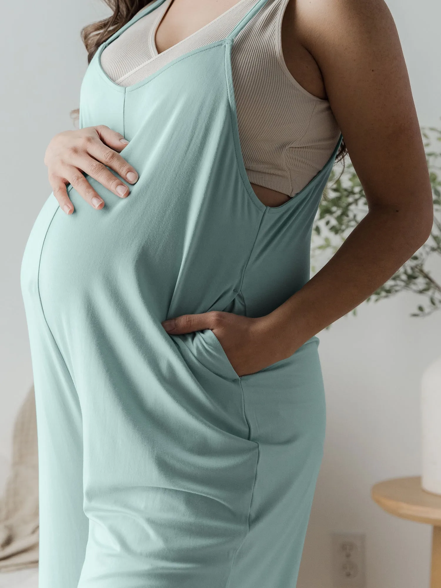 Charlie Maternity & Nursing Romper | Dusty Blue Green