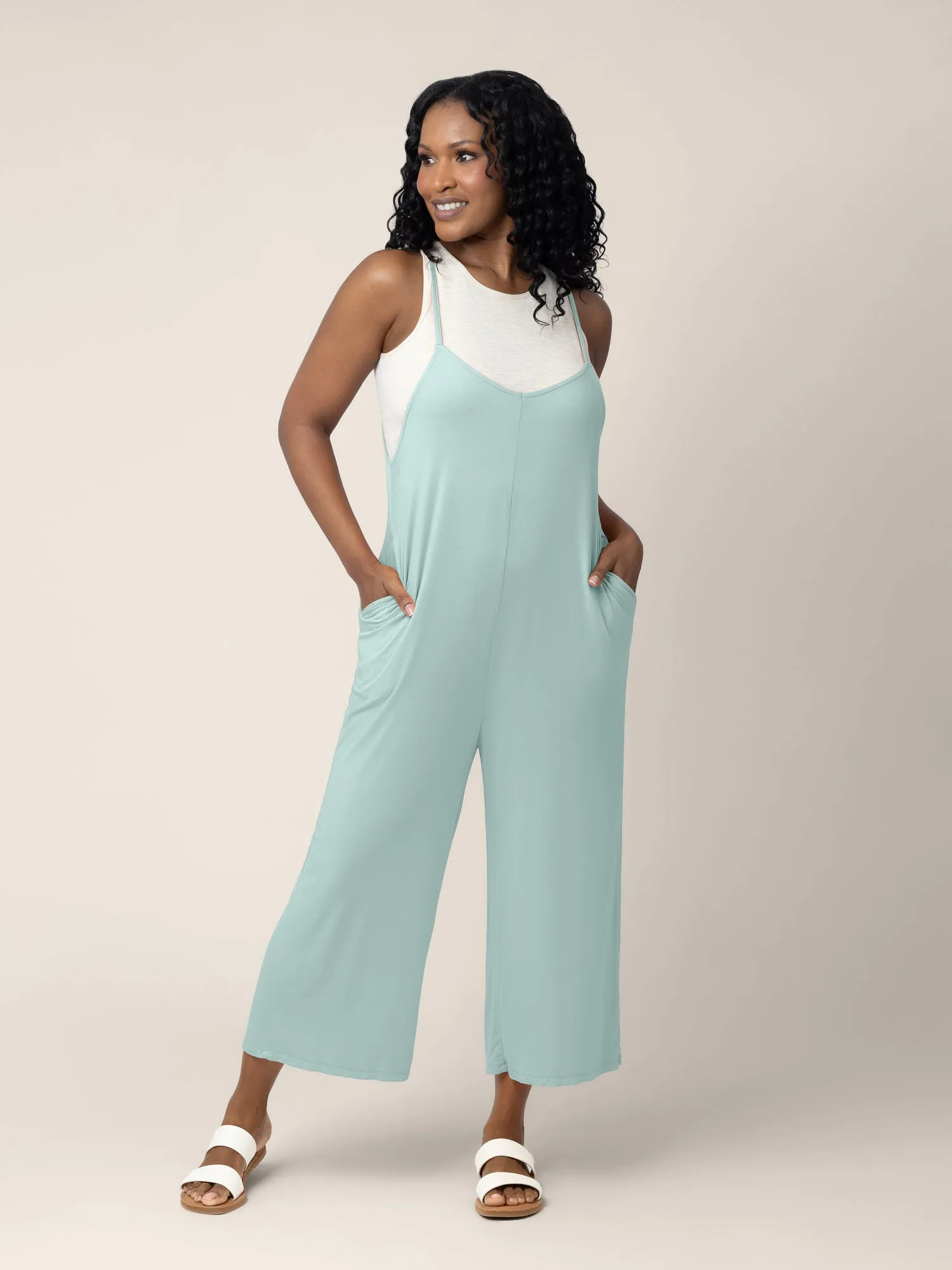 Charlie Maternity & Nursing Romper | Dusty Blue Green