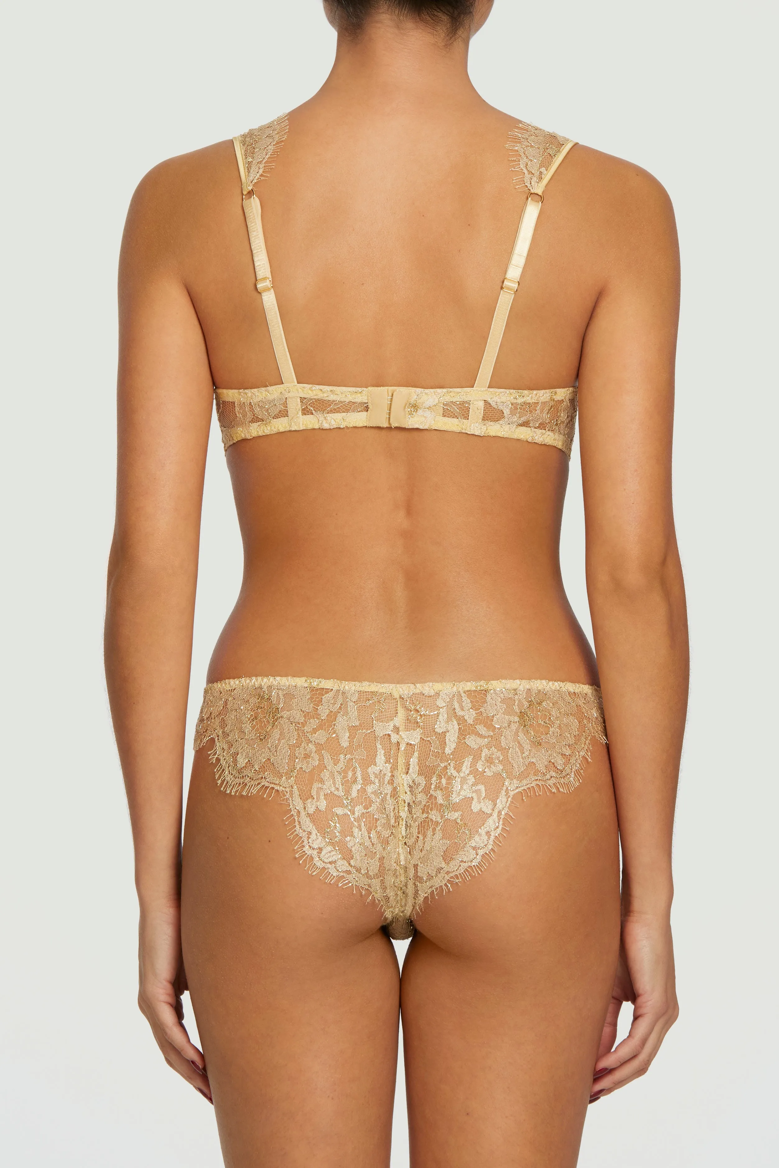 Gold Coco de Mer Fiorella Balcony Bra with Embellishments