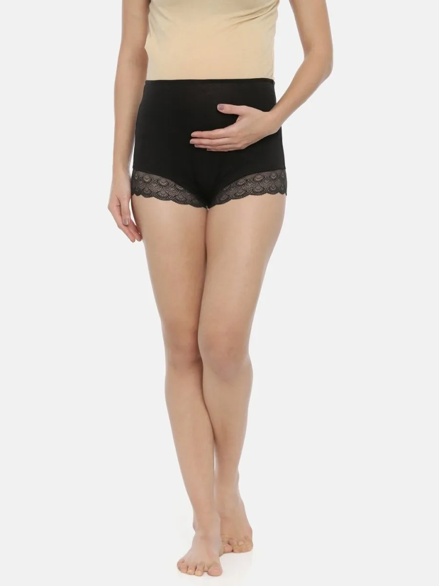 Combo of Black Maternity Over belly High Waist Lace Panty and Maternity Nursing Sleep Bra