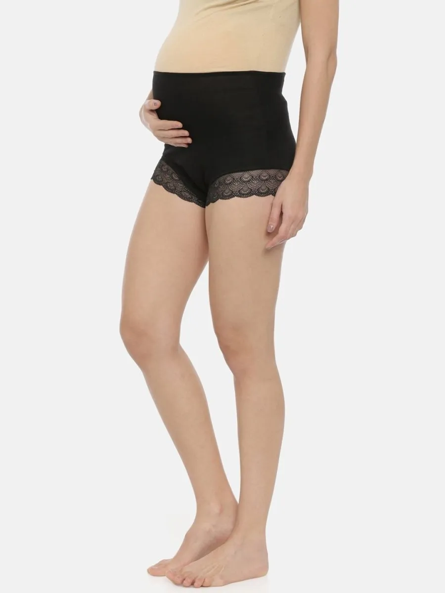 Combo of Black Maternity Over belly High Waist Lace Panty and Maternity Nursing Sleep Bra