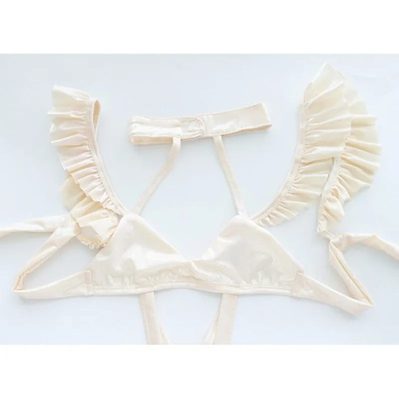 Cream Ruffled Harness Lingerie Set