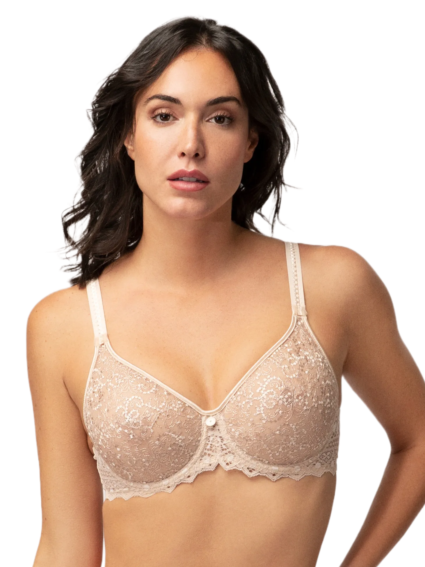 Creamy Beige Cassiopee Seamless Embroidered Full Cup Bra