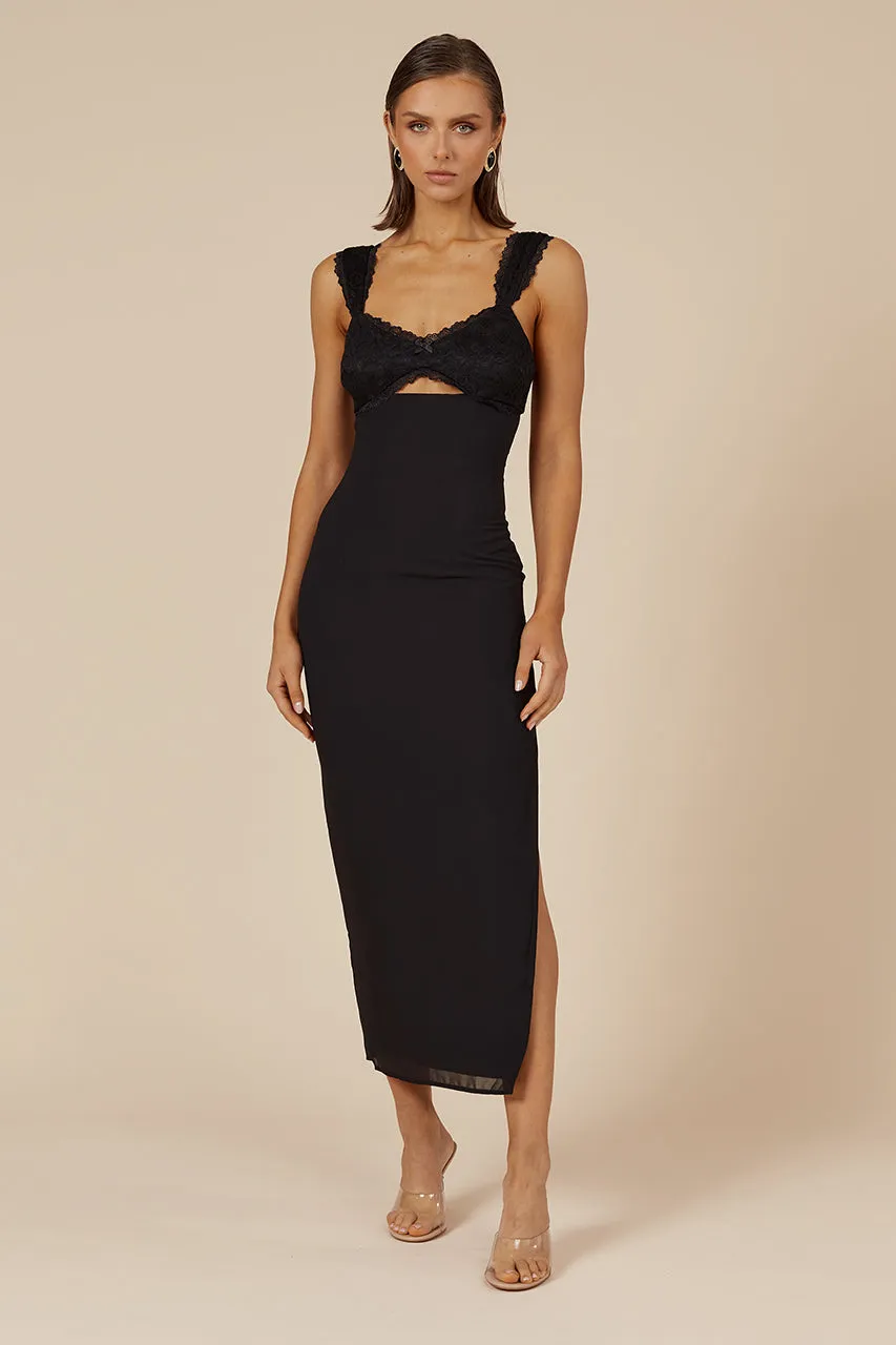 DINAH MIDI DRESS - BLACK