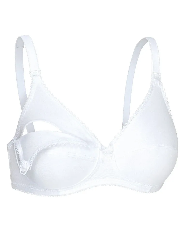 Drop Cup Cotton Nursing Bra - White