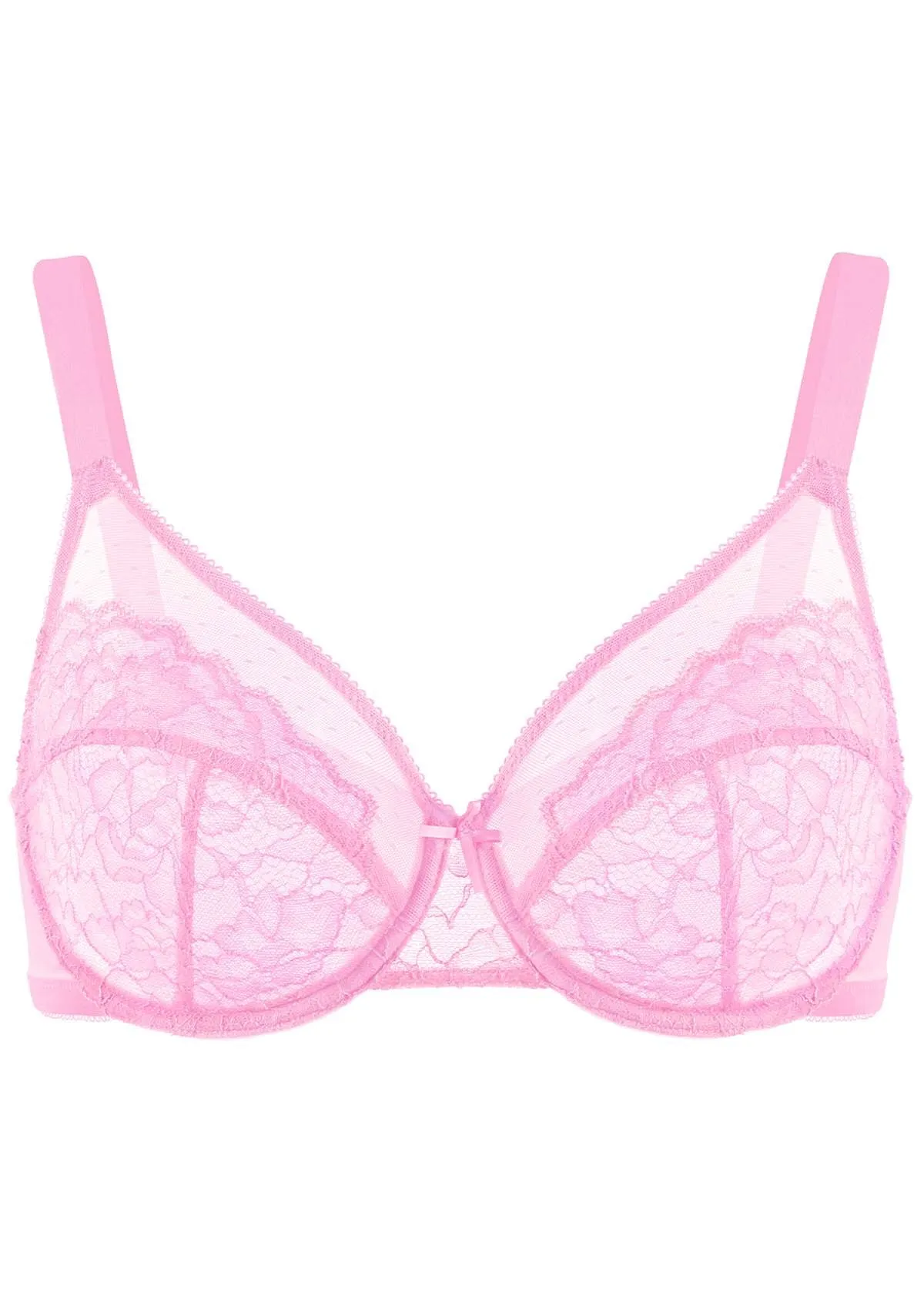 Enchante Pink Lace Unlined Underwire Bra Set