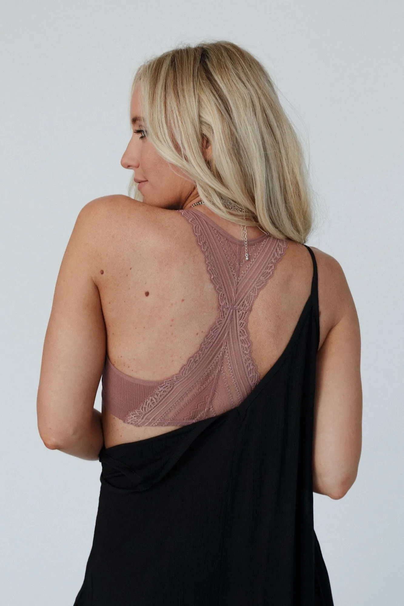 Evermore Seamless Lace Racerback Bralette - Mauve