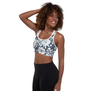 Floral Navy Padded Sports Bra