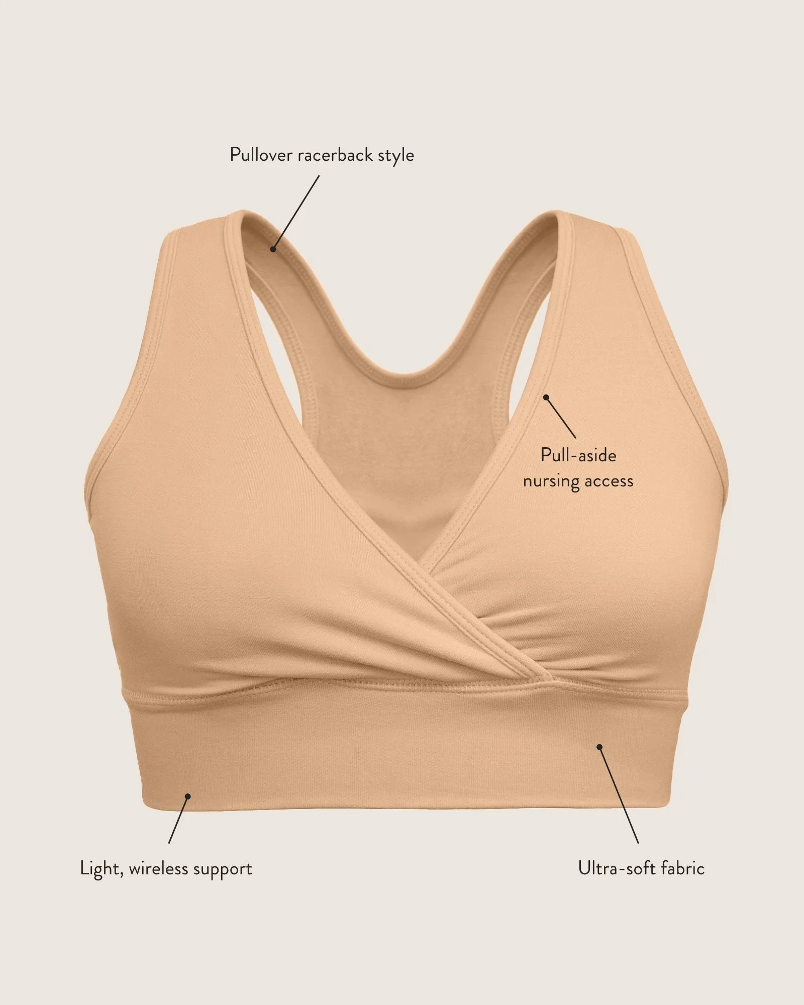 French Terry Racerback Nursing & Sleep Bra | Soft Pink