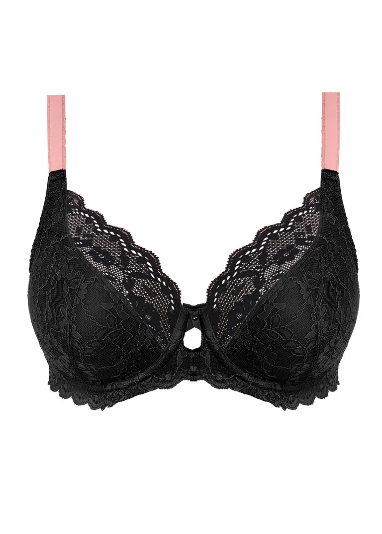 Freya Offbeat Underwire Plunge Bra, Black | Black Offbeat Bra