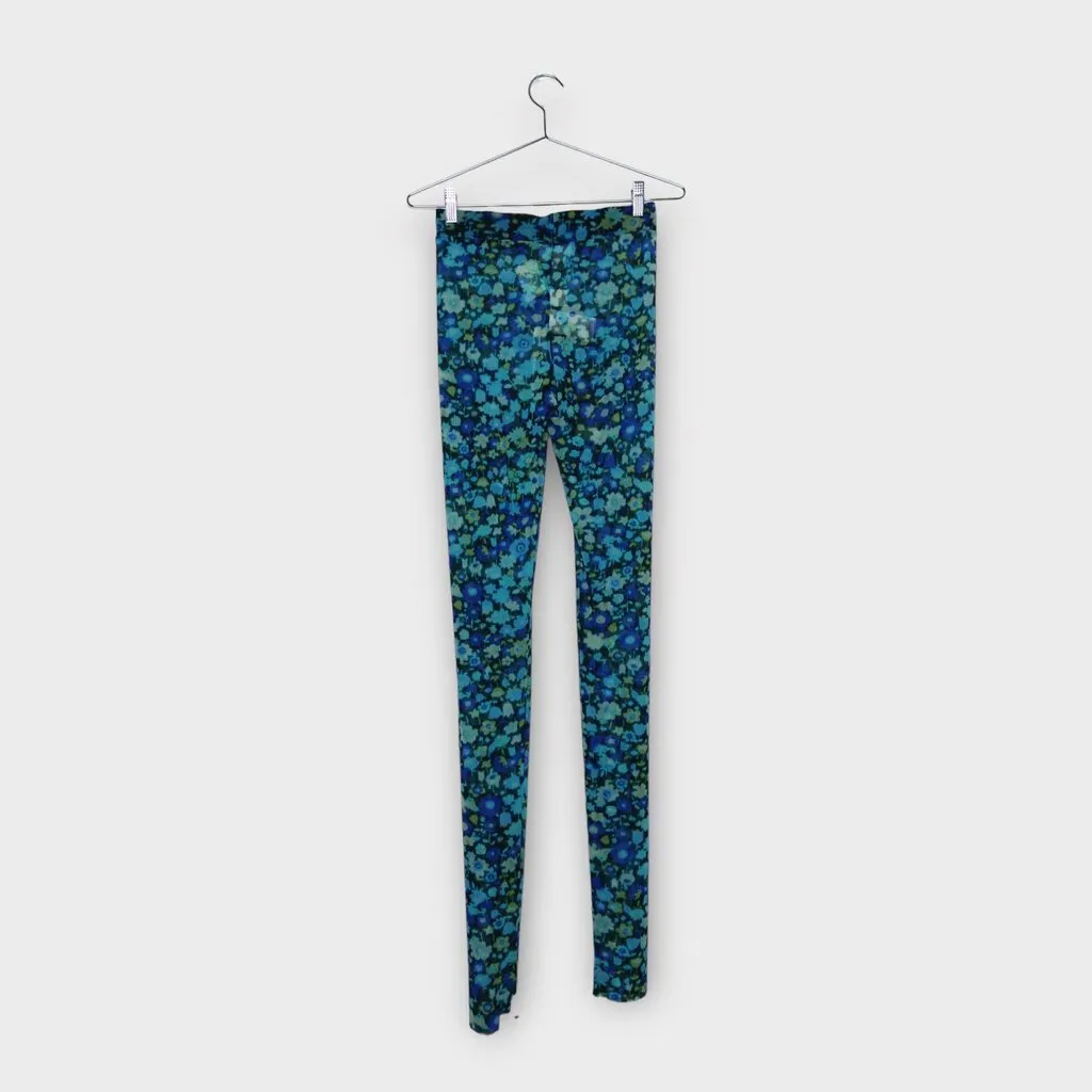 Ganni Tonal Blue Floral Mesh Tights