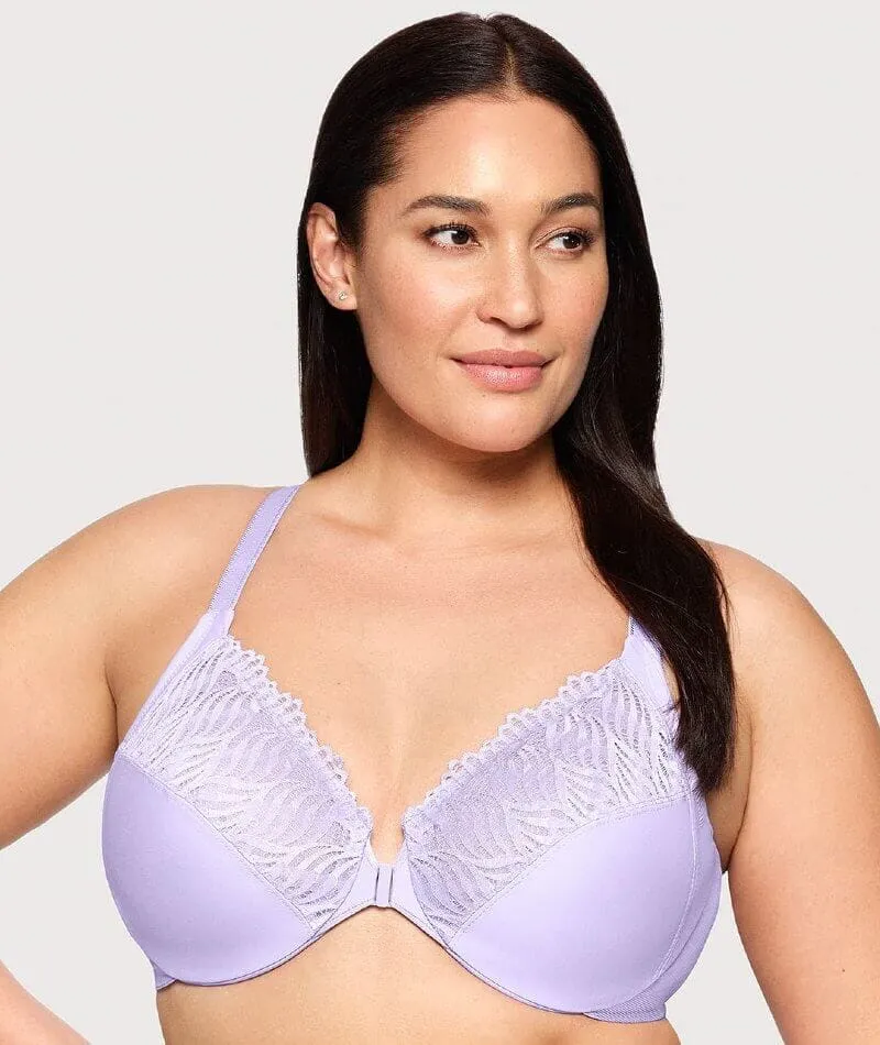 Glamorise Front-Closure T-Back WonderWire Bra - Soft Lilac