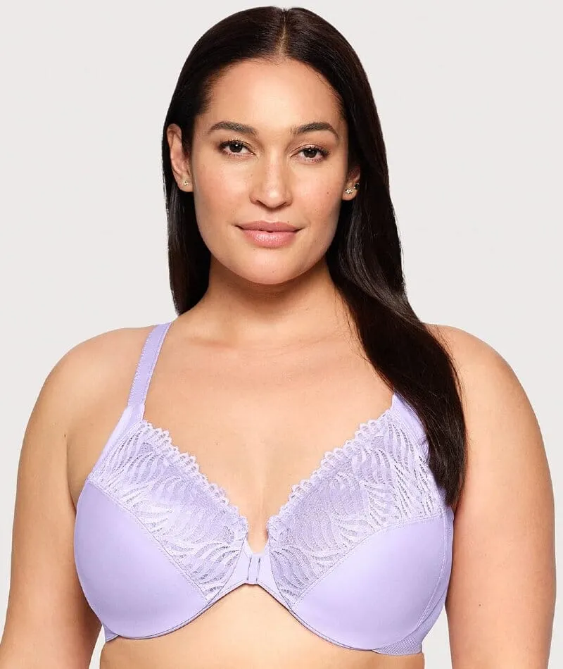 Glamorise Front-Closure T-Back WonderWire Bra - Soft Lilac