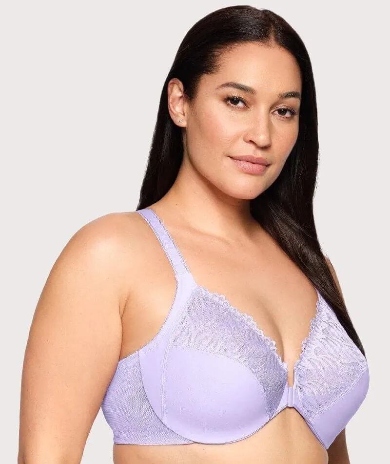 Glamorise Front-Closure T-Back WonderWire Bra - Soft Lilac