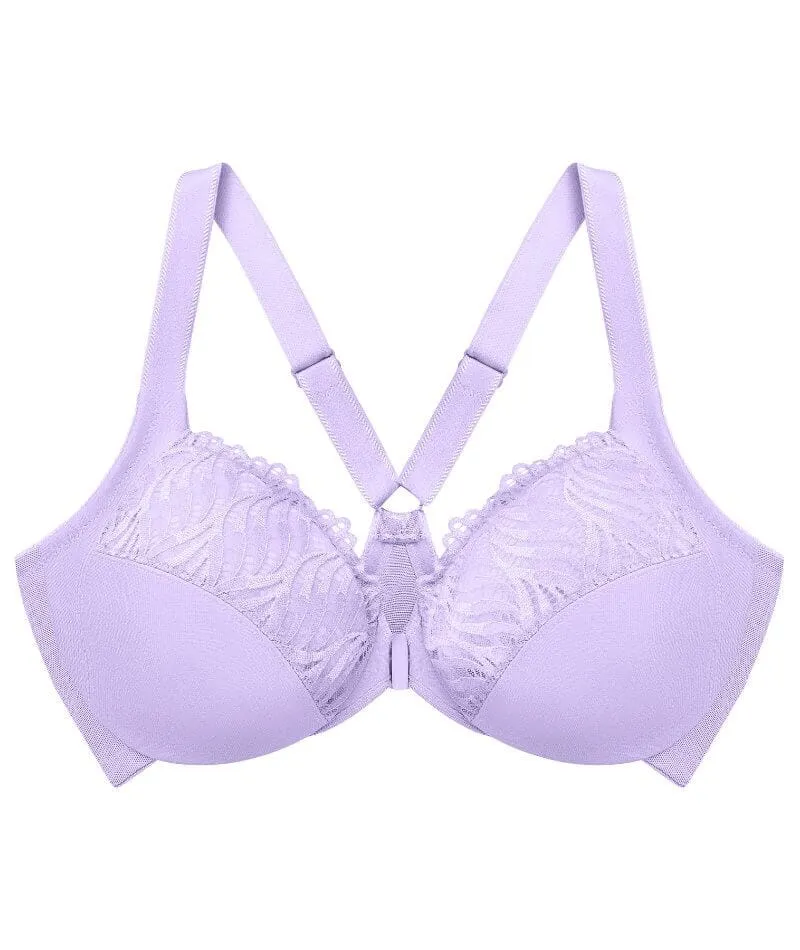 Glamorise Front-Closure T-Back WonderWire Bra - Soft Lilac