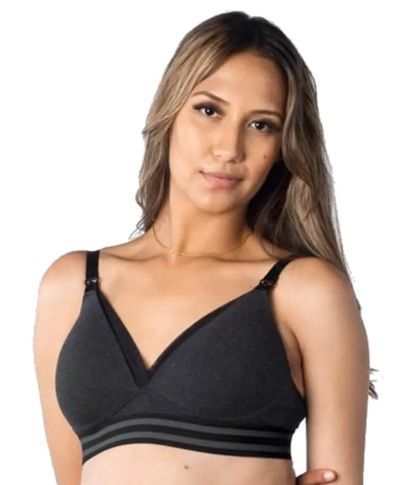 Hotmilk Elevate Cotton T-Shirt Wire-Free Nursing Bra - Black Marle