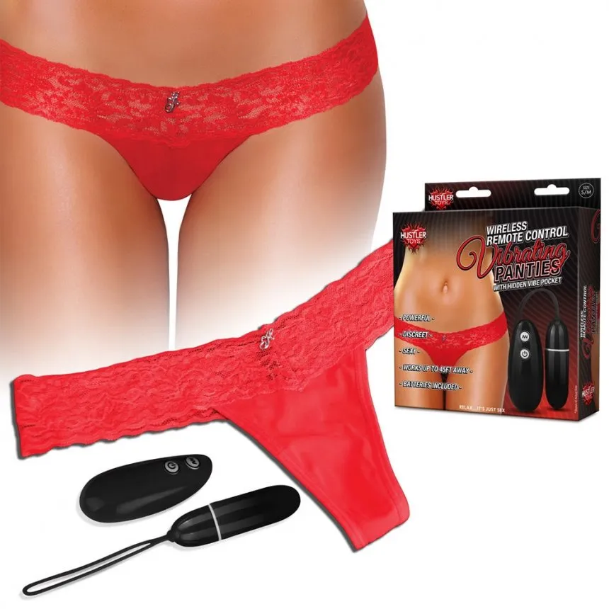 Hustler Red Wireless Remote Vibrating Panties Control Small