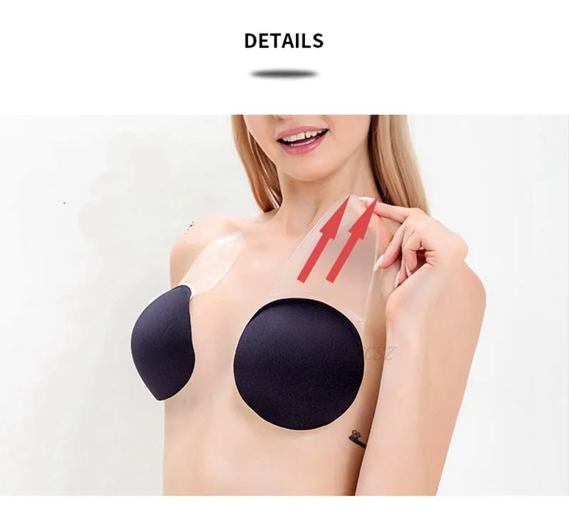 Invisible Bra Push Up Silicone Bra for Wedding Sticky Bra Reusable with Transparent Straps Backless Bralette Lingerie Top Plus