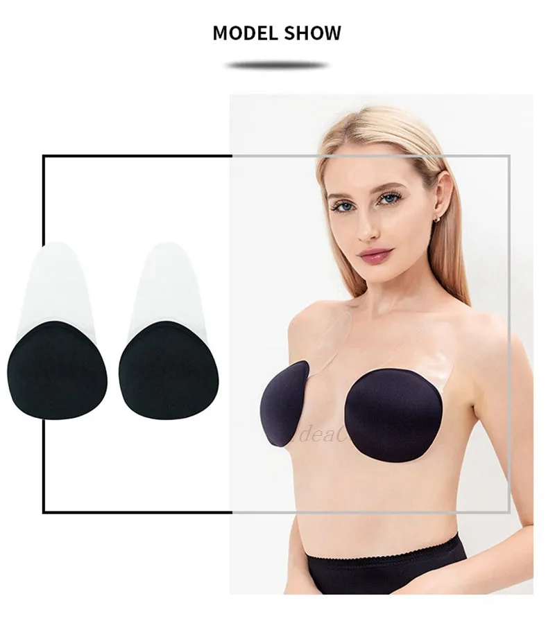 Invisible Bra Push Up Silicone Bra for Wedding Sticky Bra Reusable with Transparent Straps Backless Bralette Lingerie Top Plus