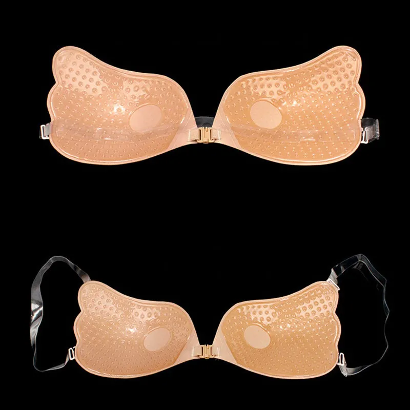 Invisible Bra Push Up Silicone Bra for Wedding Sticky Bra Reusable with Transparent Straps Backless Bralette Lingerie Top Plus