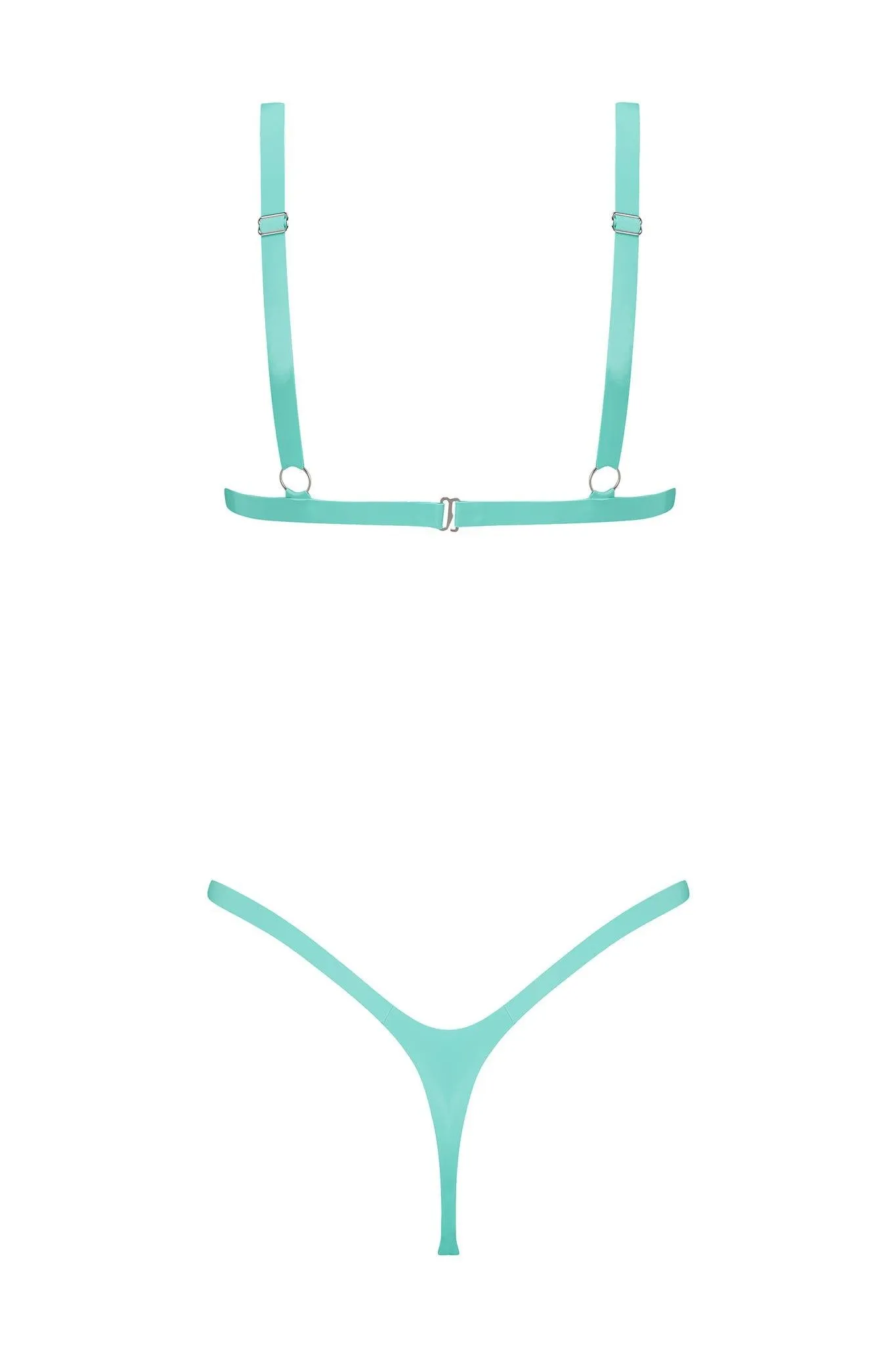 Jade Green Latex Triangle Lingerie Set